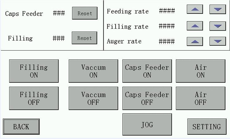 A softgel encapsulation machine touch screen display